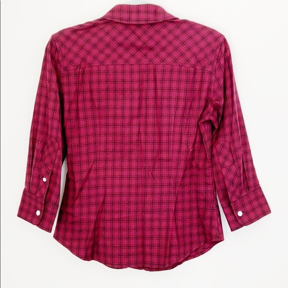 $5 $5 $5 Band of Outsiders 3/4 Sleeve Checkered Button Down Red Shirt Top SzS - Picture 6 of 6